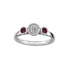 Personally Stackable Double Rhodolite & Diamond-accent Ring