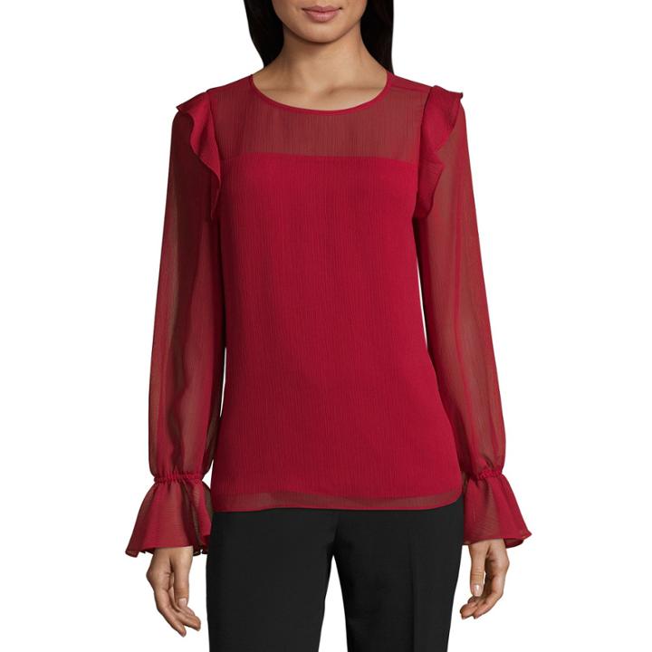Worthington Ruffle Shoulder Top- Talls
