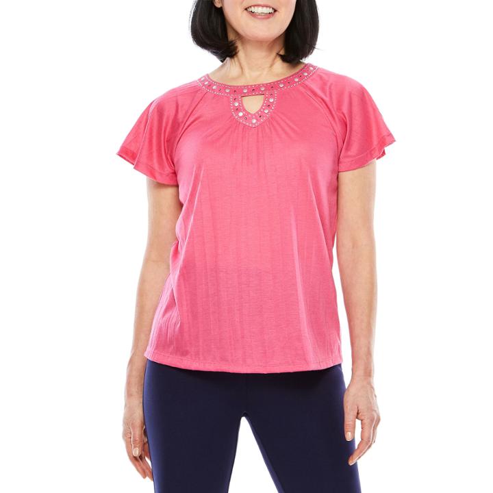 Sag Harbor Short Sleeve Crew Neck T-shirt-womens