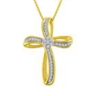 Diamond Blossom Womens 1/10 Ct. T.w. Genuine White Diamond 14k Rose Gold Over Silver Sterling Silver Cross Pendant Necklace