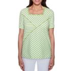 Alfred Dunner Turks And Caicos Square Neck Spliced Stripe T-shirt-womens