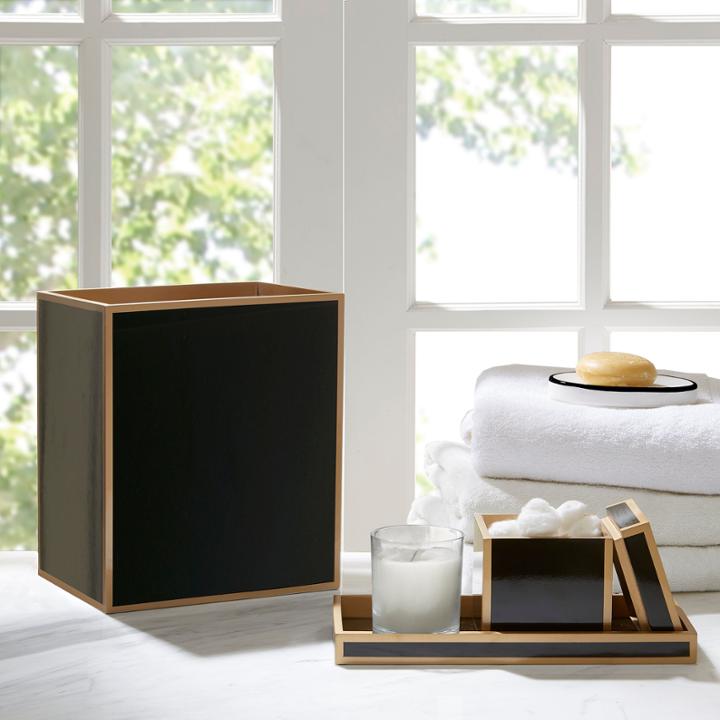 Madison Park Black Lacquered 3-pc Bath Accessory Set