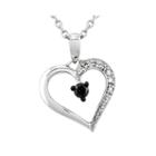 1/8 Ct. T.w. White And Color-enhanced Black Diamond Heart Pendant Necklace