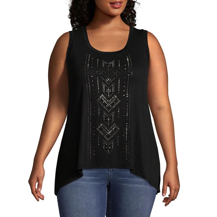 Sleeveless High Low Stud Tank - Plus