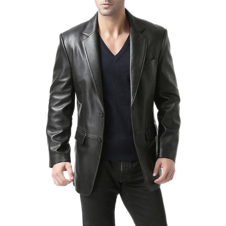 Bgsd Men's Richard Classic Two-button New Zealand Lambskin Leather Blazer - Short