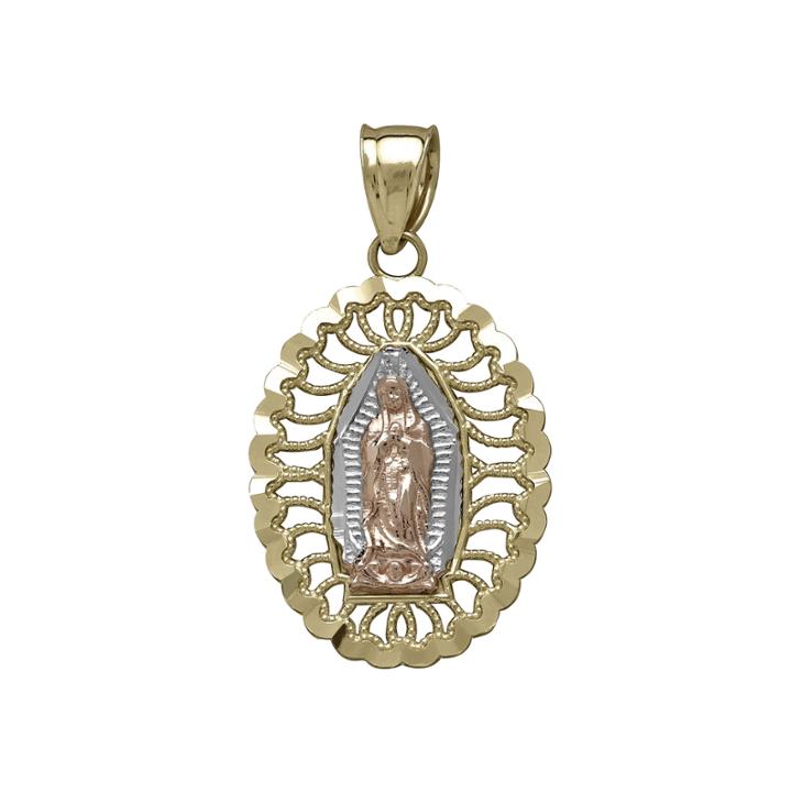 Tesoro 14k Tri-color Virgin Mary Angel Pendant