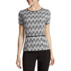 Liz Claiborne Short-sleeve Chevron Belted Knit Top