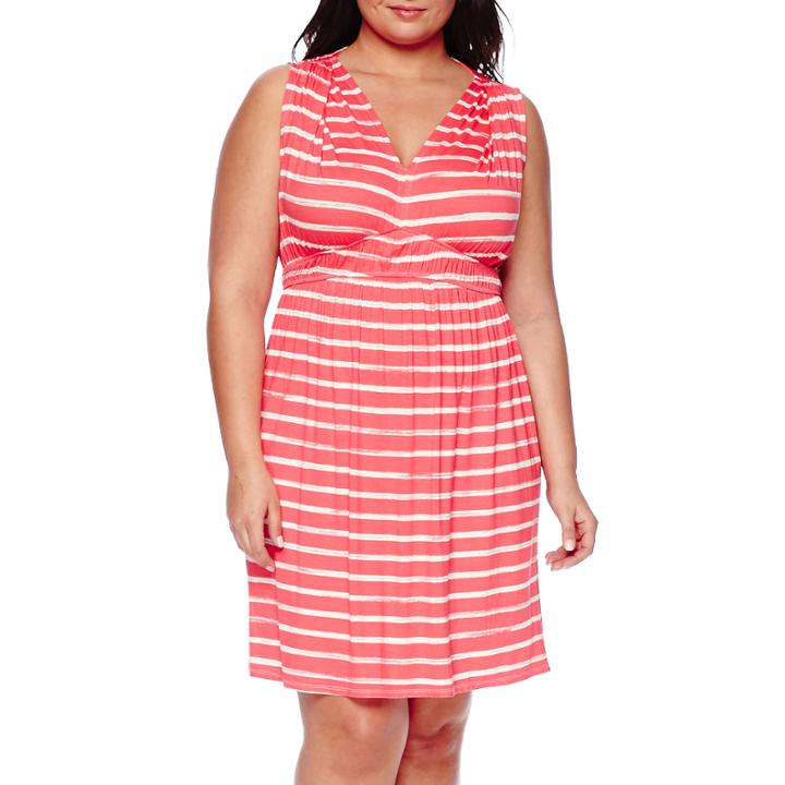 A.n.a Sleeveless Empire Waist Gathered Midi Dress - Plus