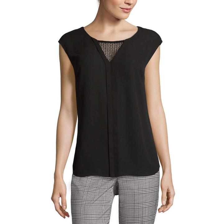 Worthington Sleeveless Lace Inset High-low Blouse - Petite