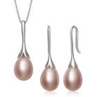 Womens 2 Pair Pink Pearl Sterling Silver Jewelry Set