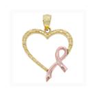 14k Two-tone Gold Heart With Ribbon Charm Pendant