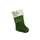 19 Traditional Green Pine Cone Suede Cuff Christmas Stocking