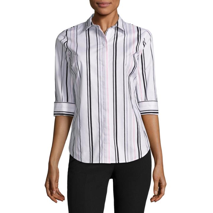 Worthington Elbow Sleeve Button-front Shirt-petites