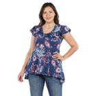 24seven Comfort Apparel Brittany Blue Hi Lo Tunic Top - Plus