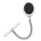 Silver-tone Tie Tack With Onyx