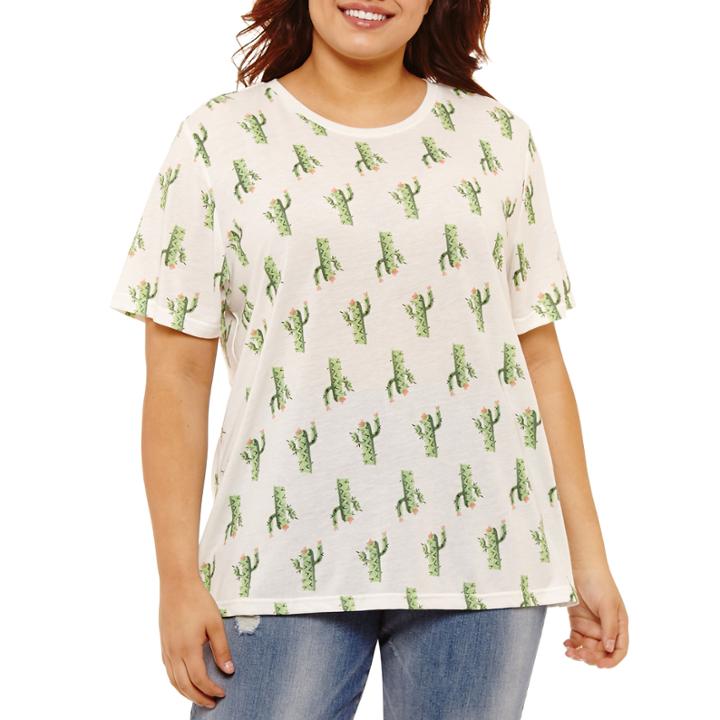 Short Sleeve Cactus Graphic T-shirt- Juniors Plus