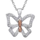 1/10 Ct. T.w. Diamond Two-tone Butterfly Pendant Necklace