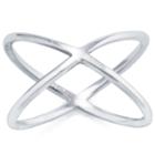 Silver Treasures Womens Crossover Ring