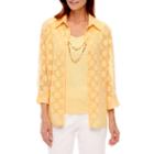 Alfred Dunner Seas The Day 3/4 Sleeve Layered Top