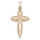 14k Yellow Gold Beaded Passion Cross Charm Pendant