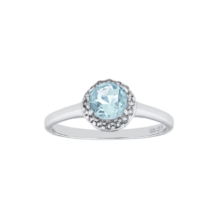Simulated Aquamarine & White Topaz Sterling Silver Ring