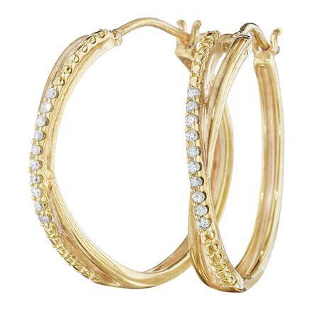 1/10 Ct. T.w. Diamond 14k Yellow Gold Over Sterling Silver X-hoop Earrings