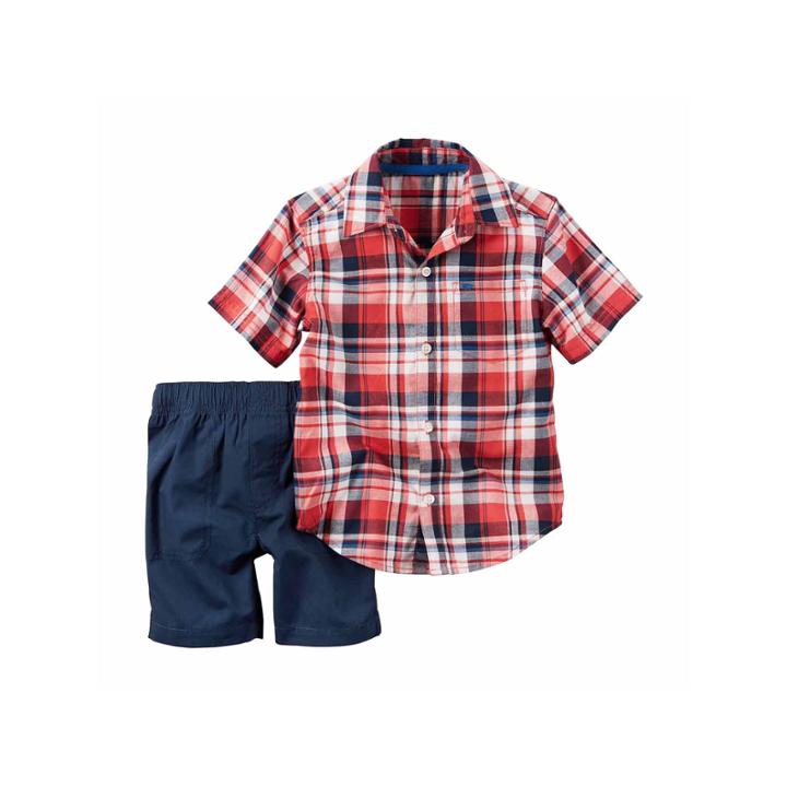 Carter's 2pc Red Button Navy Short Set