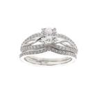 Diamonart Cubic Zirconia Sterling Silver Infinity Bridal Ring Set