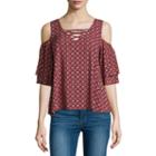 Arizona Short-sleeve Cold-shoulder Top - Juniors