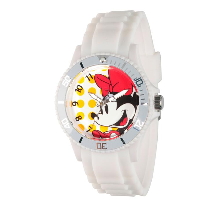 Disney Womens Minnie Mouse White Dots Strap Watch
