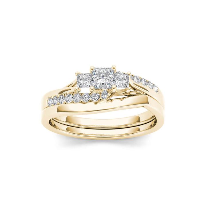1/2 Ct. T.w. Diamond 14k Yellow Gold Bridal Ring Set
