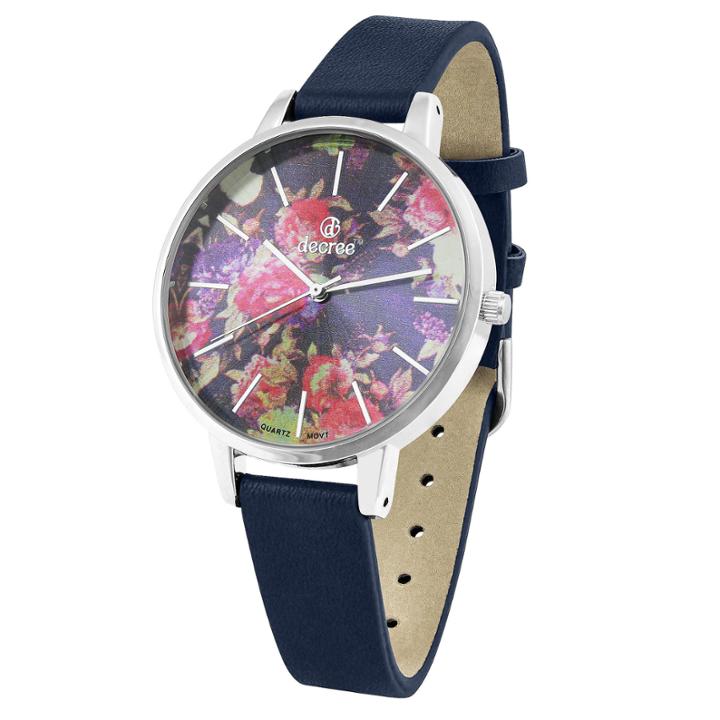 Decree Womens Blue Floral Watch