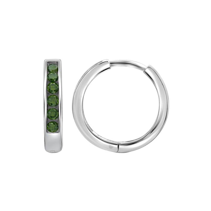 1/4 Ct. T.w. Color-enhanced Green Diamond Sterling Silver Hoop Earrings