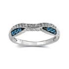 1/4 Ct. T.w. White And Color-enhanced Blue Diamond 10k White Gold Wedding Band