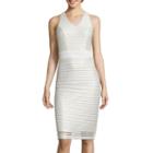 J. Taylor Sleeveless Metallic Texture V-neck Sheath Dress