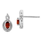 Diamond Accent Genuine Red Garnet 13mm Stud Earrings