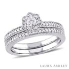 Laura Ashley Womens 3/8 Ct. T.w. Genuine White Diamond 10k Gold Bridal Set