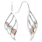 Black Hills Gold Sterling Silver Flower Drop Earrings