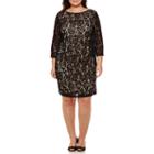 Scarlett 3/4-sleeve Lace Sequin Sheath Dress - Plus