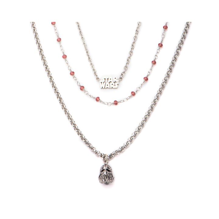 Star Wars Stainless Steel Chewbacca 3-tiered Pendant Necklace