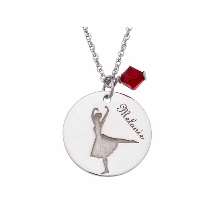 Personalized Sterling Silver Crystal Birthstone Ballet Name Pendant Necklace