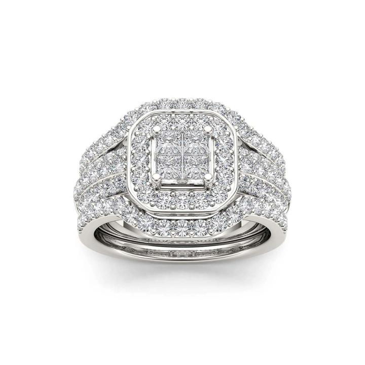 1 3/4 Ct. T.w. Diamond 10k White Gold Bridal Set