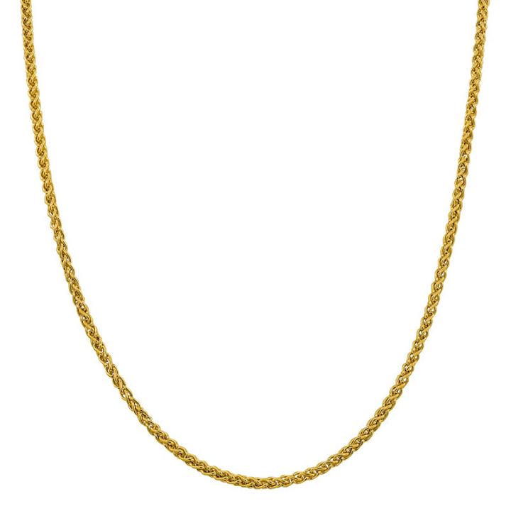 14k Gold Semisolid Wheat 16 Inch Chain Necklace