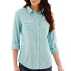 St. John's Bay Long-sleeve Button Front Campshirt