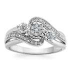 Womens 1/7 Ct. T.w. Genuine White Diamond Sterling Silver Cocktail Ring