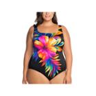 Robby Len By Longitude Floral One Piece Swimsuit Plus