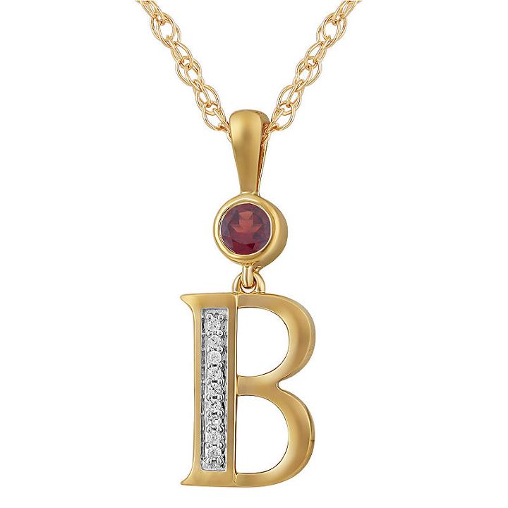 B Womens Genuine Red Garnet 14k Gold Over Silver Pendant Necklace