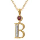 B Womens Genuine Red Garnet 14k Gold Over Silver Pendant Necklace