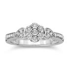 Diamond Blossom 1/10 Ct. T.w. Diamond Cluster Heart Sterling Silver Ring
