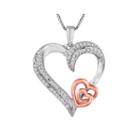 Forevermine 1/10 Ct. T.w. Diamond Sterling Silver With 14k Rose Gold Accent Pendant